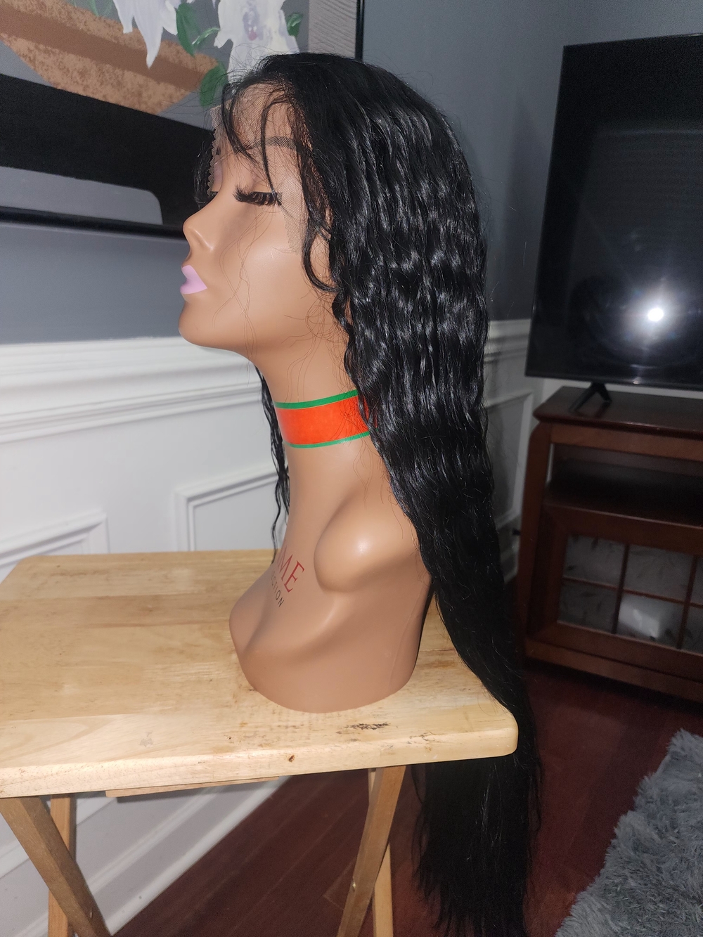 Black Long Wet-Look Women's Lacefront Wig Synthetic